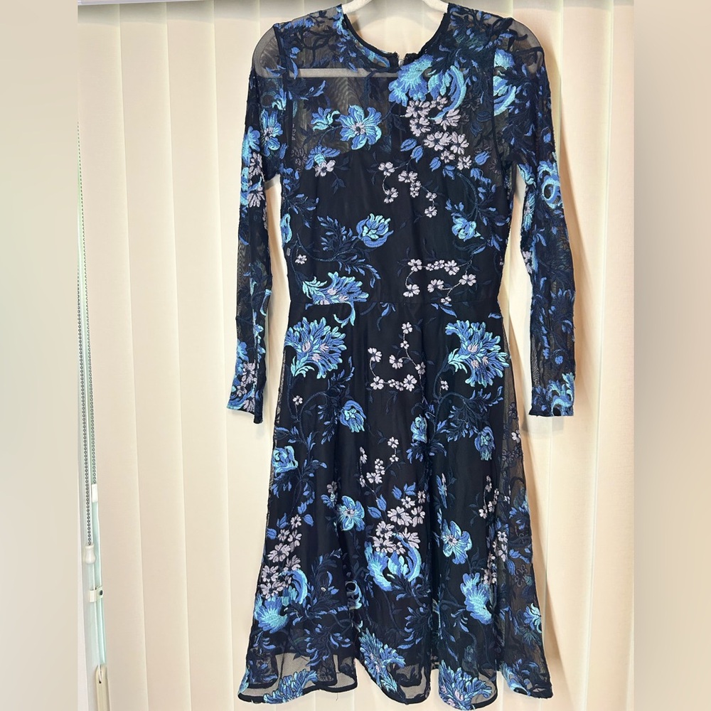 Sachin + Babi Blue and Black Floral Long Sleeve Dress